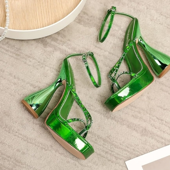vivianly Women's Square Toe Platform High Heels Ankle Strap Chunky Block… - Picture 1 of 4